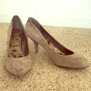 San Edelman Suede Taupe Kitten Heels